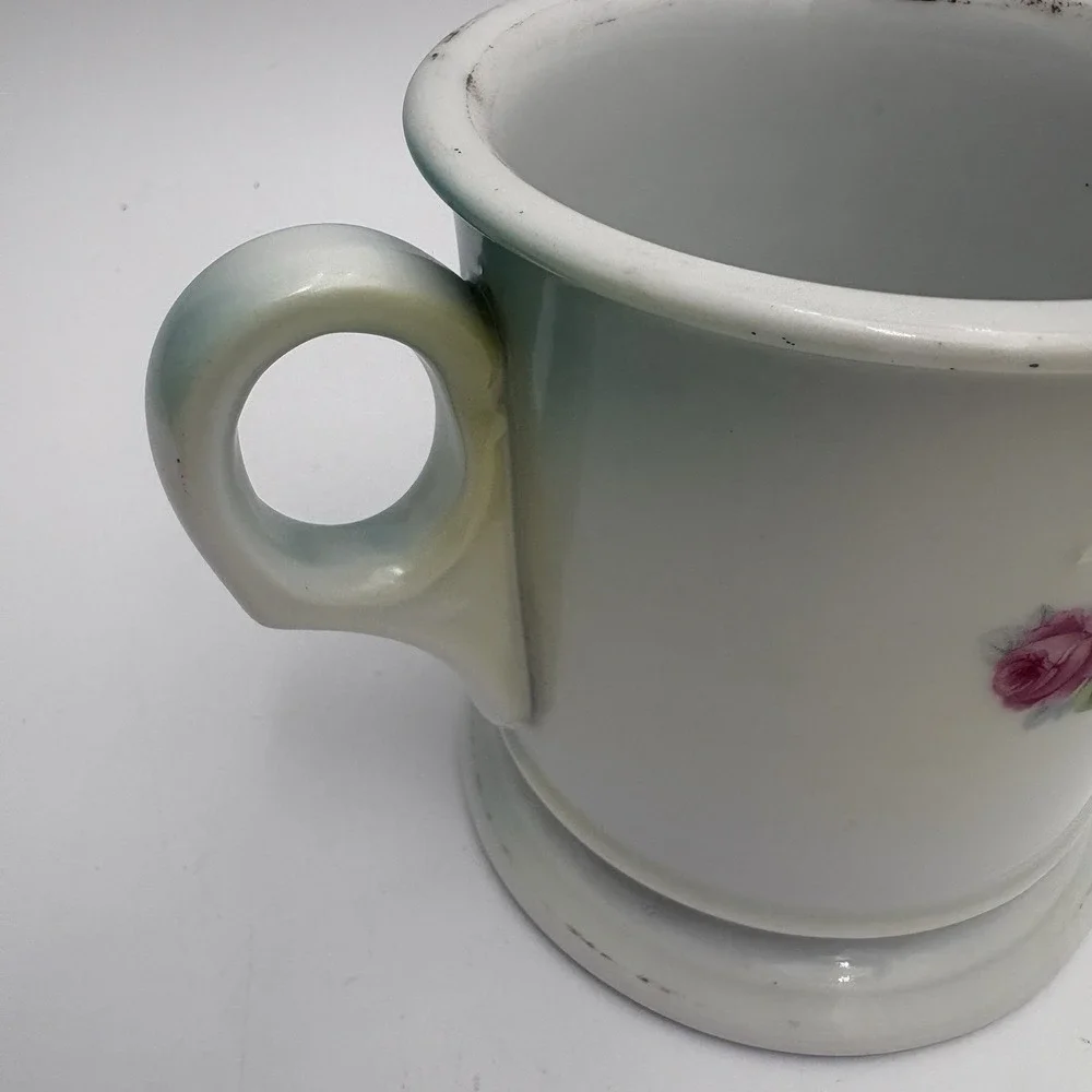 Vintage‎ Shaving Mug Cup Porcelain Pink Roses Floral Stamped